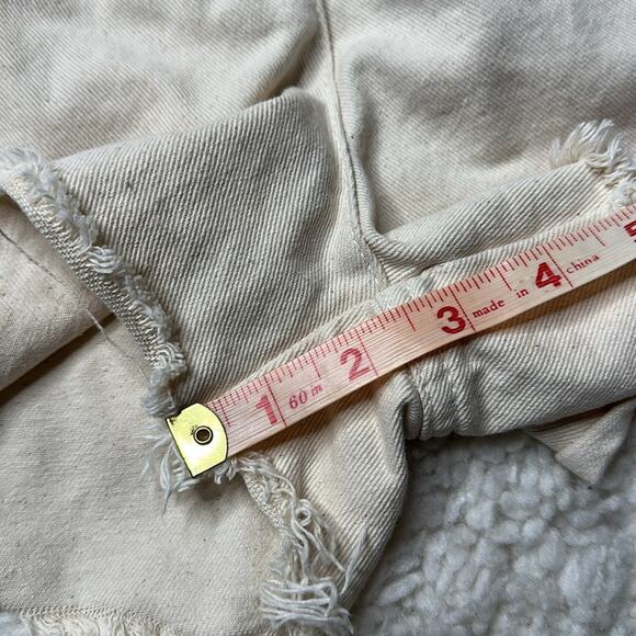 Zara Off-White Denim Jacket Button Front Romper Jumpsuit Neutral Raw Hem - Picture 9 of 9